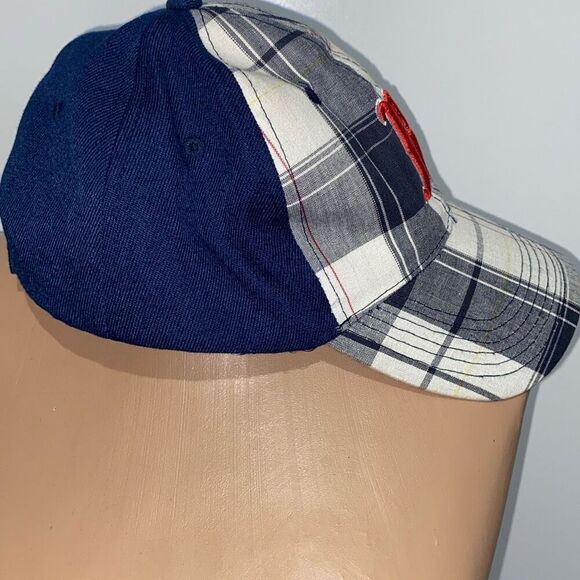 Men's Multicolor Boston Red Plaid 100% Cotton Baseball Cap Hat Adjustable - Picture 2 of 9